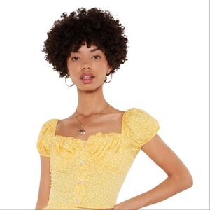 Nasty Gal Yellow Polka Dot Cupped Co-Ord Top